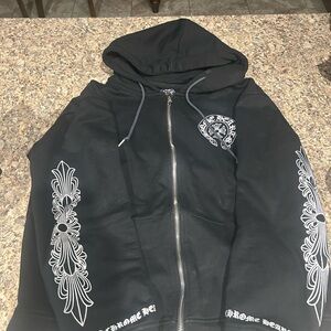 Chrome Hearts Black Zip-Up with White Motifs